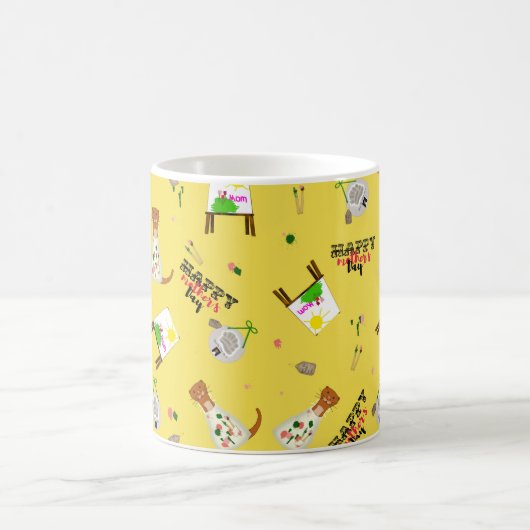 Oliver The Otter Moederdag Pattern on yellow Koffiemok (Center)