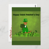 Oliver The Otter Picking Shamrocks - Saint Patrick Briefkaart (Voorkant / Achterkant)
