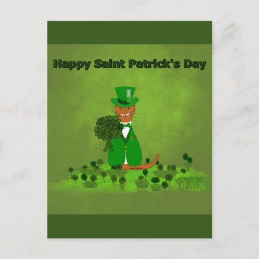 Oliver The Otter Picking Shamrocks - Saint Patrick Briefkaart (Voorkant)