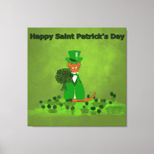 Oliver The Otter Picking Shamrocks - Saint Patrick Canvas Afdruk