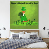 Oliver The Otter Picking Shamrocks - Saint Patrick Canvas Afdruk (Insitu (Slaapkamer))