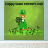 Oliver The Otter Picking Shamrocks - Saint Patrick Canvas Afdruk (Insitu (Houten vloer))