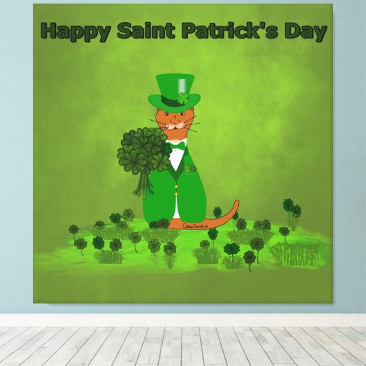 Oliver The Otter Picking Shamrocks - Saint Patrick Canvas Afdruk (Insitu (Houten vloer))