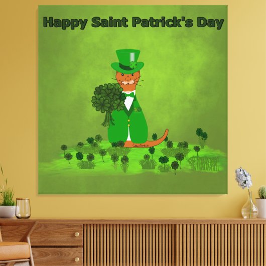 Oliver The Otter Picking Shamrocks - Saint Patrick Canvas Afdruk (Insitu (Woonkamer))