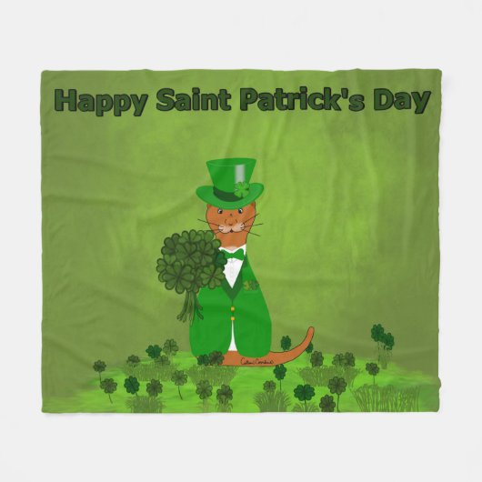 Oliver The Otter Picking Shamrocks - Saint Patrick Fleece Deken (Voorkant (Horizontaal))