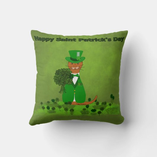 Oliver The Otter Picking Shamrocks - Saint Patrick Kussen (Achterkant)