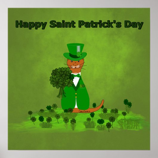 Oliver The Otter Picking Shamrocks - Saint Patrick Poster (Voorkant)