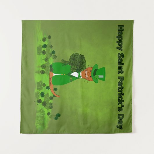 Oliver The Otter Picking Shamrocks - Saint Patrick Wandkleed (Voorkant (horizontaal))