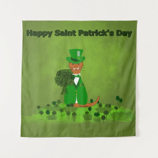 Oliver The Otter Picking Shamrocks - Saint Patrick Wandkleed (Voorkant)