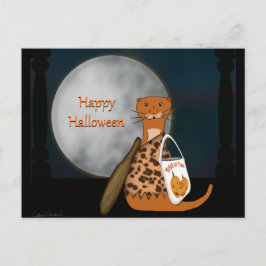Oliver The Otter pozing in its Halloween Costume Briefkaart