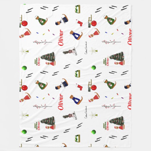 Oliver The Otter Random Pattern Fleece Deken (Voorkant)