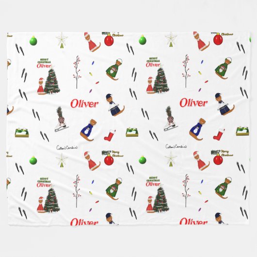 Oliver The Otter Random Pattern Fleece Deken (Voorkant (Horizontaal))