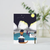 Oliver The Otter Schaatsen aan de rivier Briefkaart (Staand voorkant)