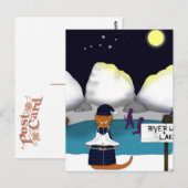 Oliver The Otter Schaatsen aan de rivier Briefkaart (Voorkant / Achterkant)