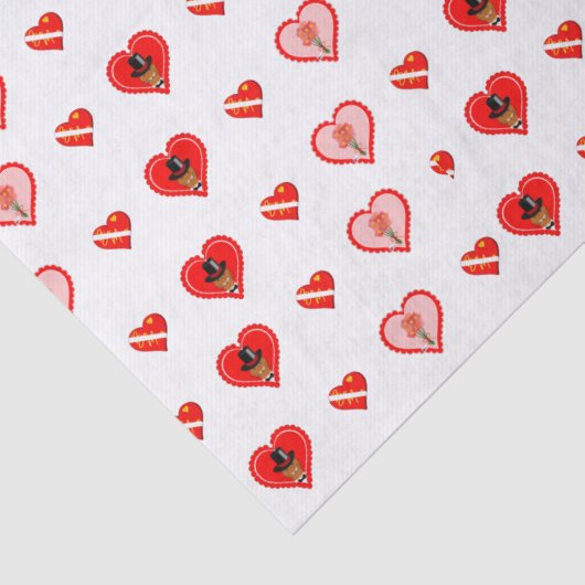 Oliver The Otter Valentijnsdag Patternn Tissuepapier (Detail)