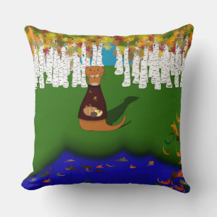Oliver The Otter Wolf Lake Autumn Polyester Kussen
