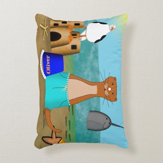 Oliver The Otter's Beach Vakantie Accent Kussen (Voorkant(Verticaal))