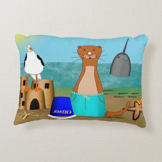 Oliver The Otter's Beach Vakantie Accent Kussen (Achterkant)