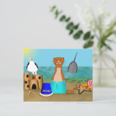 Oliver The Otter's Beach Vakantie Briefkaart (Staand voorkant)