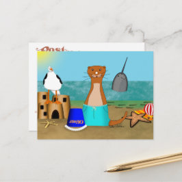 Oliver The Otter's Beach Vakantie Briefkaart
