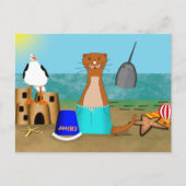 Oliver The Otter's Beach Vakantie Briefkaart (Voorkant)