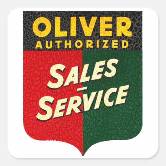 Oliver Tractors  verkoop- en serviceteken Vierkante Sticker (Voorkant)