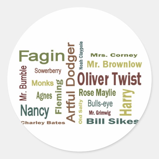 Oliver Twist Characters Ronde Sticker (Voorkant)
