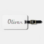 Oliver Typography met kleurrijk patroon ontwerp Bagagelabel (Voorkant horizontaal)