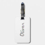 Oliver Typography met kleurrijk patroon ontwerp Bagagelabel (Achterkant verticaal)