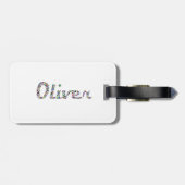 Oliver Typography met kleurrijk patroon ontwerp Bagagelabel (Achterkant horizontaal)