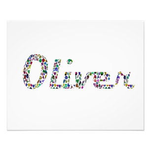 Oliver Typography met kleurrijk patroon ontwerp Foto Afdruk