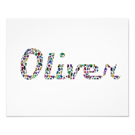 Oliver Typography met kleurrijk patroon ontwerp Foto Afdruk (Voorkant)