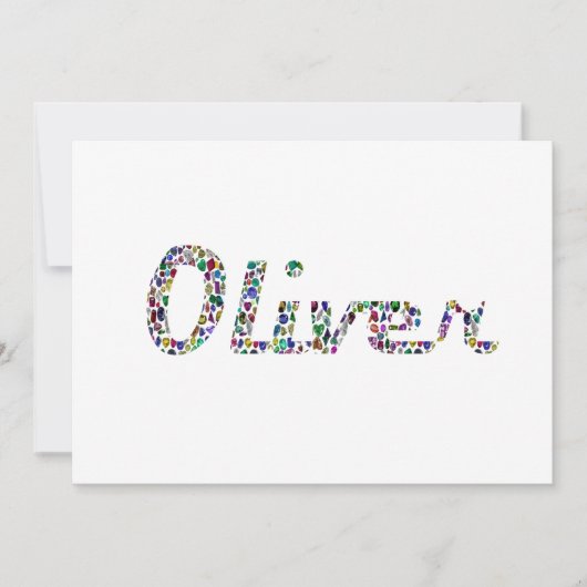Oliver Typography met kleurrijk patroon ontwerp Kaart (Voorkant)