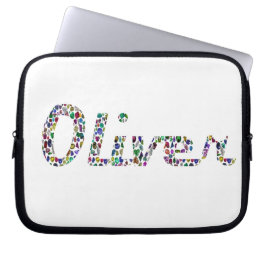 Oliver Typography met kleurrijk patroon ontwerp Laptop Sleeve