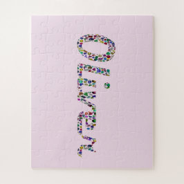 Oliver Typography met kleurrijk patroon ontwerp Legpuzzel