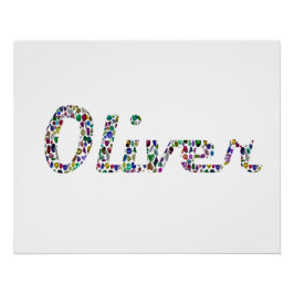 Oliver Typography met kleurrijk patroon ontwerp Perfect Poster