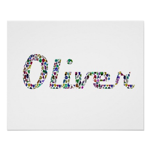Oliver Typography met kleurrijk patroon ontwerp Perfect Poster (Voorkant)