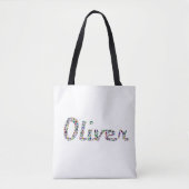Oliver Typography met kleurrijk patroon ontwerp Tote Bag (Voorkant)