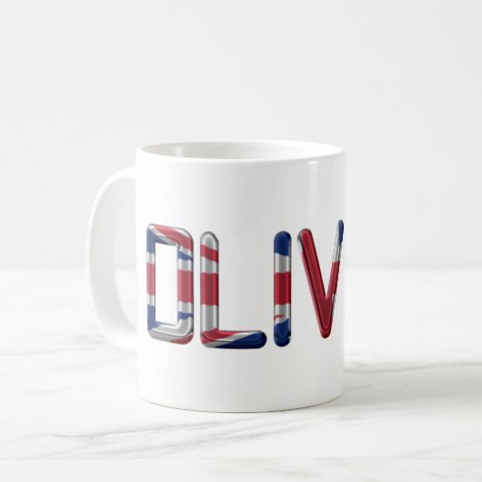 Oliver UK Vlaggennaam Union Jack Typografie Koffiemok (Voorkant links)