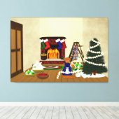 Oliver versiert voor Kerstmis Canvas Afdruk (Insitu (Houten vloer))