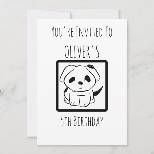 Oliver's 5e Birthday Party Puppy Kaart (Voorkant)