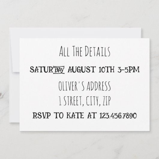 Oliver's 5e Birthday Party Puppy Kaart (Achterkant)