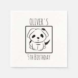 Oliver's 5e verjaardag party-puppy paper servet