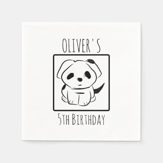 Oliver's 5e verjaardag party-puppy paper servet (Voorkant)