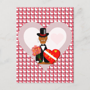 Oliver's Valentijnsdag date met hart achtergrond T Briefkaart