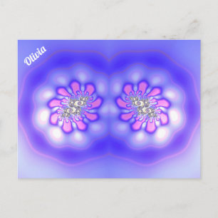 OLIVIA ~ 3D Fractal Design ~ Roze Blauw Mauve ~ Briefkaart