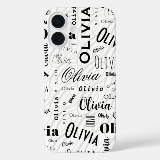 Olivia Aangepaste Naam Zwart Wit  Case-Mate iPhone Case (Achterkant)