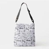 Olivia Aangepaste Naam Zwart Wit Crossbody Tas (Achterkant)