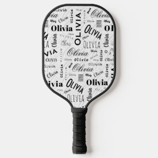 Olivia Aangepaste Naam Zwart Wit Pickleball Paddle