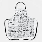 Olivia Aangepaste Naam Zwart Wit Schort (Voorkant)